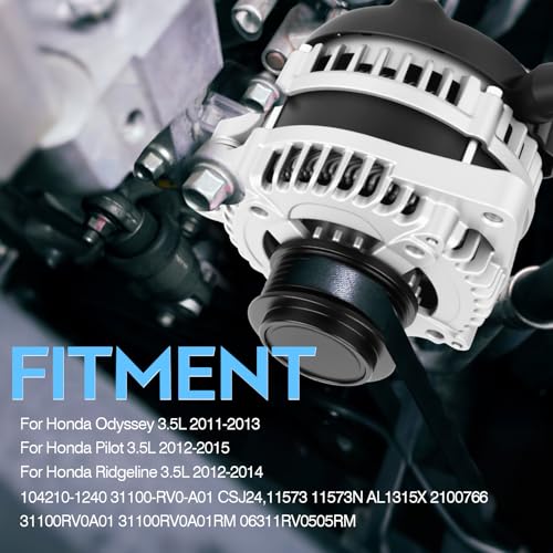 Image of New Alternator for Honda Odyssey 2011-2013 V6 3.5L,for Honda Pilot 2012-2015 V6 3.5L,for Honda Ridgeline 2012-2014 V6 3.5L High Output 130Amp Alternator 11573N 11573 104210-1240 9764219-124 1042101240