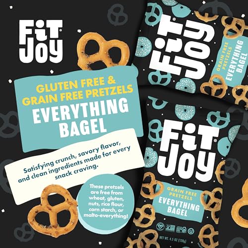 Image of FitJoy Everything Bagel Pretzels (Pack of 6, 4.5 Oz), Dairy, Nut & Gluten Free Snacks, Grain Free Cassava Root & Chickpea Flour Vegan Pretzel Twists, Classic Snack Pretzels for Moms, Children & More