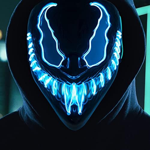 Coselena LED Halloween Masks with 3 Lighting Modes | Demon Face Masks | Halloween Costume Scary Mask | Neon Purge Mask Festival Accessories for Adults