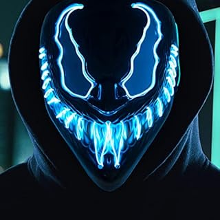 Coselena LED Halloween Masks with 3 Lighting Modes | Demon Face Masks | Halloween Costume Scary Mask | Neon Purge Mask Festival Accessories for Adults