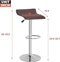 Vista 3 de Juego de 2 taburetes de bar ajustables, taburetes de bar con modernos taburetes giratorios de piel sintética para silla de altura de encimera