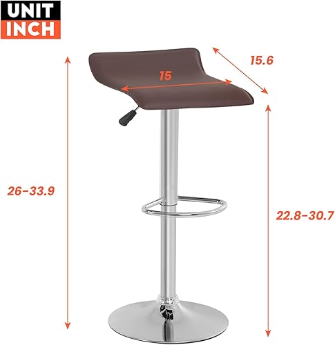 Miniatura 3 de Juego de 2 taburetes de bar giratorios de altura de mostrador para taburete de cocina, taburetes de bar altos, taburetes de isla de cocina de piel