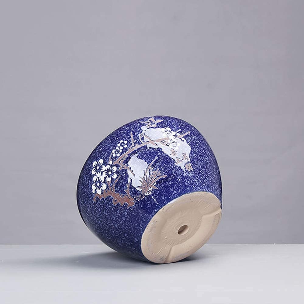 Europejska niebieska doniczka ceramiczna Bardzo duży salon Osobowość Zielona umywalka z otworem drenażowym Doniczki bonsai Dekoracyjny ogród Stojak na kaktusy Ceramiczny,19cm