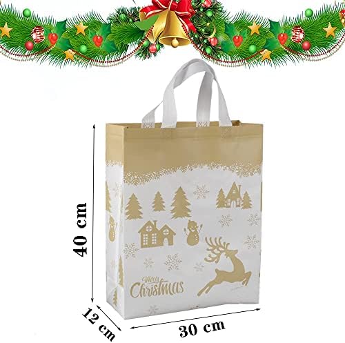 DOJoykey Christmas Tote Bags, Non-woven Fabric Christmas Gift Bags Shopping Bags Reusable Large Size Tote Bags for Christmas Gift Delivering Distributing Shopping Party Decoration