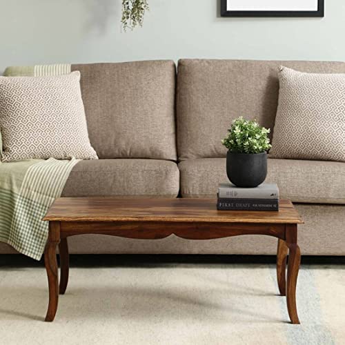 Image of DRIFTINGWOOD Sheesham Wood Rectangle Jerry Coffee Table for Living Room | Solid Wood Sofa Centre Table Without Storage for Home & Office | Teapoy Tea Center Table for Hall | Rosewood, Natural Finish