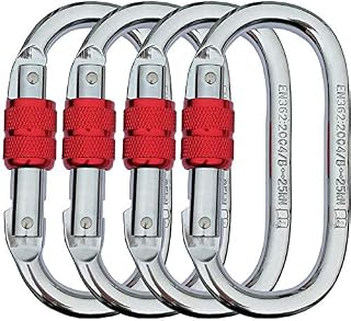 CARAPEAK 25kN Heavy Duty Oval Steel Screwgate Locking Climbing Carabiner, 4 Pack High