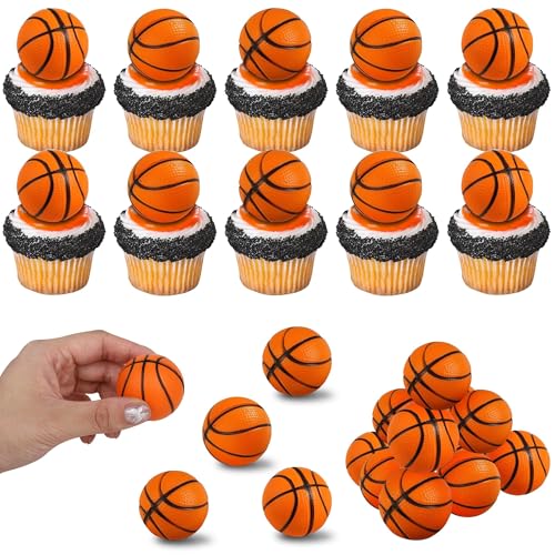 12PCS Basketball Cupcake Toppers, 3D Mini Sports Ball Picks