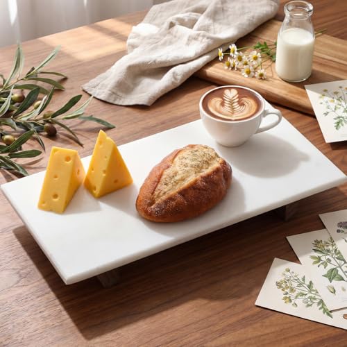 Tabla para cortar de mármol rectangular con base de madera miniatura 3
