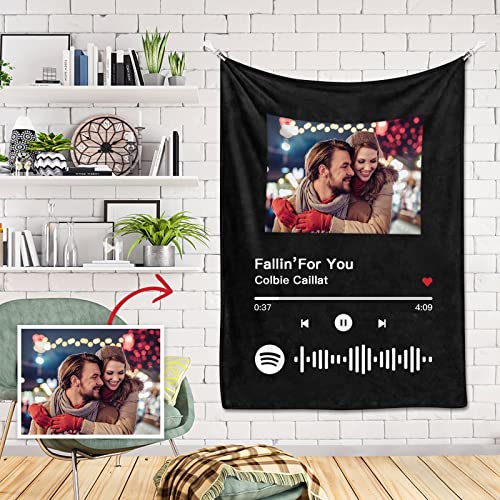 Tapisserie personnalisée avec photo de code Spotify, personnalisez votre propre tapisserie noire pour décoration murale, art vertical dans le salon pour homme et femme 71,1 x 104,1 cm Cover