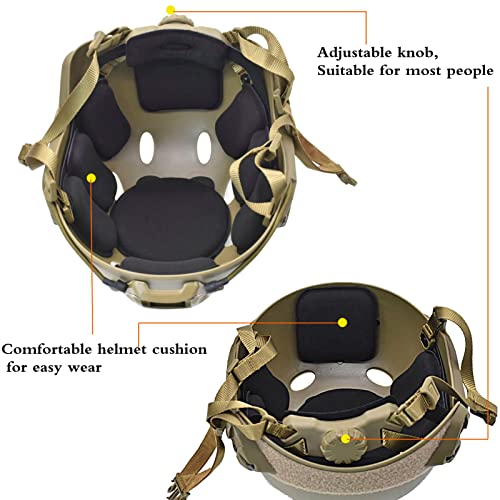 JFFCESTORE Tactical Mask and Fast Helmet,Protective Full Face Clear Goggle Skull mask Dual Mode Wearing Design Adjustable Strap (Mask+Helmet DE)
