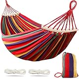 MOSFiATA Camping Hammock 550lb Upgraded Thickened 320G Durable Canvas Fabric Single Hammocks with Two Anti Roll Balance Beam and Sturdy Metal Knot Tree Straps for Camping, Patio, Backyard, Outdoor