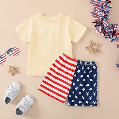 Image of Mrocioa Toddler Boy Summer Clothes 4th of July T Shirt American Flag Shorts Set Girl Stars Stripes Outfit
