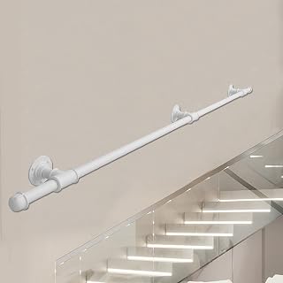 Handrail Brackets Kit for Indoor Outdoor Steps, Modern White Wrought Iron Wall Mount Stairs Banister 30cm-600cm Staircase Railing Support Rod for Disabled Elderly (Size : 180cm/6ft)
