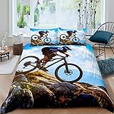 Feelyou Dirt Bike Bedding Set 3 Piece Motocross Racer Duvet Cover Set for Kids Boys Teens Bicycle...