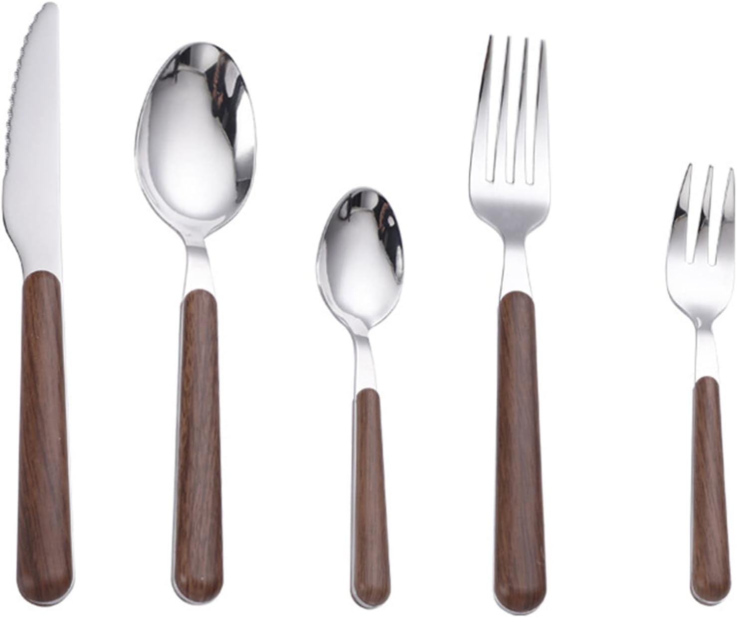 Cutlery Set Stainless Steel Flatware Set Steel Flatware INS Steak Cutlery Bamboo Handle and Fork A Set for 6