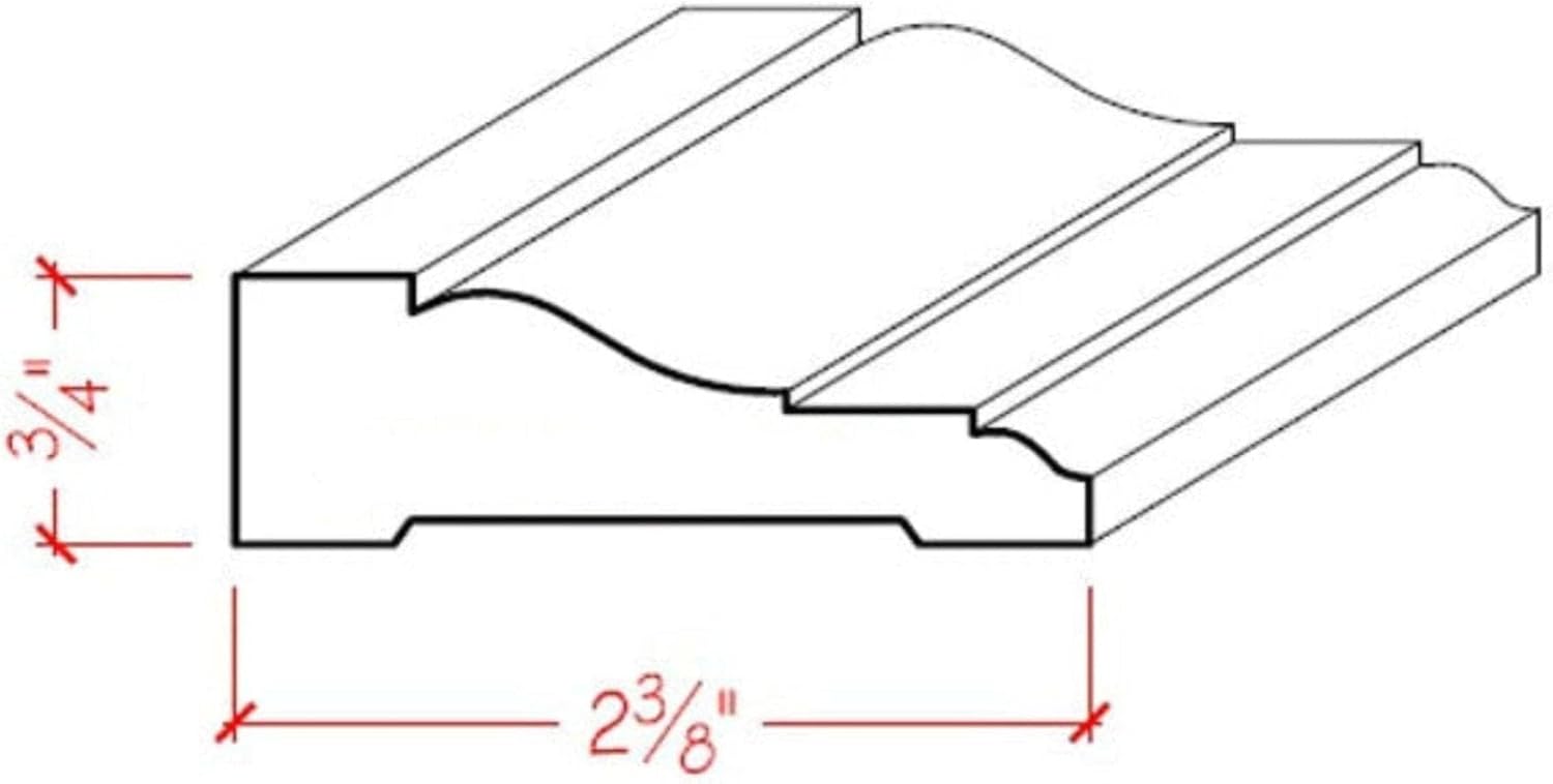 EWCA11 Colonial Casing 2-3/8" Wide x 3/4" Trim. Unfinished Moulding, Red Oak, 94"