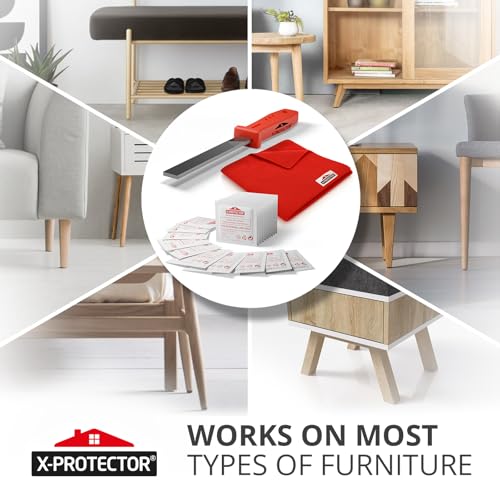 Image of X-Protector Furniture Pads Preparation Set - Includes Metal File, Microfiber Cloth & 20 Cleaning Wipes - Furniture Surface Prep Kit for Easy Installation of Furniture Pads!