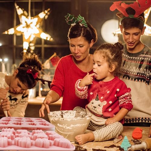 Silicone Mould, 2PCS Christmas Tree Snowman Santa Snow Shapes Cake Moulds Soap Candy Chocolate Muffin Jelly Trays Baking Molds for Xmas New Year Cake Decoration - Image 4