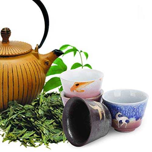 Cikonielf 4 Unids/Set Taza De Té De Kung Fu Estilo Japonés Juego De Tazas De Cerámica Hechas A Mano Diseño De Textura… - Imagen 5
