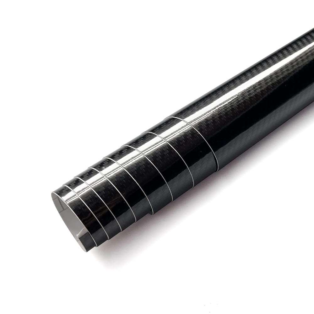 Taśma samoprzylepna winylowa Carbon Fibre, Winylowa folia samochodowa 6D z włókna węglowego, błyszcząca czarna, wiele rozmiarów(50cmX200cm)