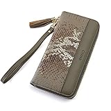 Cyanb Women Wallets Tassel Bifold Ladies Cluth Wristlet Wrist strap Long Purse Snake Print Sequins...
