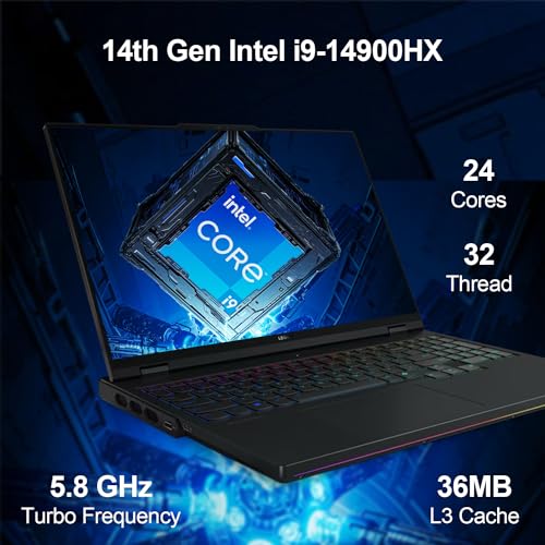Image of Lenovo Legion Pro High-Performance i9 Gaming Laptop, 16 inch WQXGA 240Hz, Intel Core i9-14900HX, NVIDIA GeForce RTX 4090, 64GB DDR5 RAM, 4TB SSD, HDMI, RGB Backlit KB, Webcam, Wi-Fi 6, Win 11 Pro