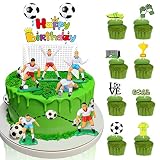 GOGOPARTY Soccer Cake Toppers – 17PCS Soccer Cupcake Topper Decorations Soccer Ball Player Cake Deco