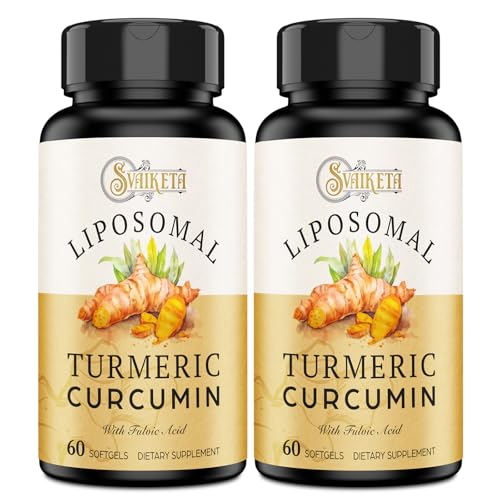 Svaiketa Liposomal Turmeric Curcumin Supplement - 2000mg 95% Curcuminoid Extract with Piperine - 60 Softgels (2 Bottle)
