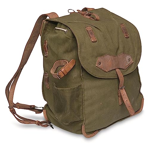 Generic Romanian Military Surplus Rucksack With Leather Trim, Like New