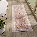 Hargiis Runner Rug, Non-Slip TPE Backing, Bohemian Area Rug for Hallway, Living Room, Bedroom, Stain-Resistant and Pet-Friendly Accent Rug (Terracotta, 2'×6')