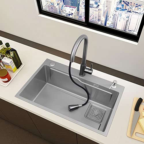 Cuisine Kitchen en acier inoxydable 75x45cm avec robinet extractible LWX