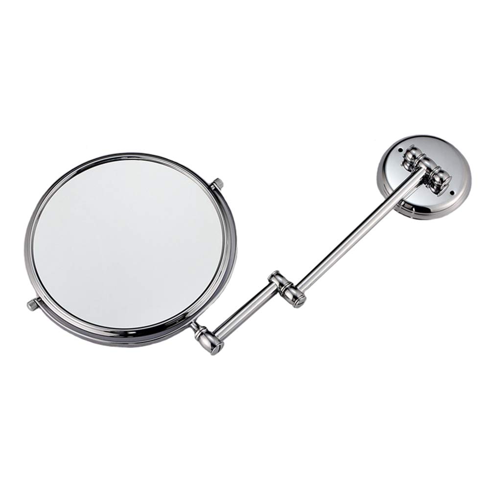 Espejo de maquillaje Montaje en pared, Normal + Aumento 3X Espejo de baño extensible de Doble Cara Espejo de belleza de Forma Redonda plegable giratorio de 360°, Chrome_6inch 3X (Chrome 6inc