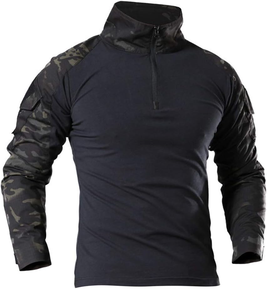 LiliChan Tactical Shirts for Men Long Sleeve Military Shirt Outdoor Shirt Tactical Combat Shirt with Zipper