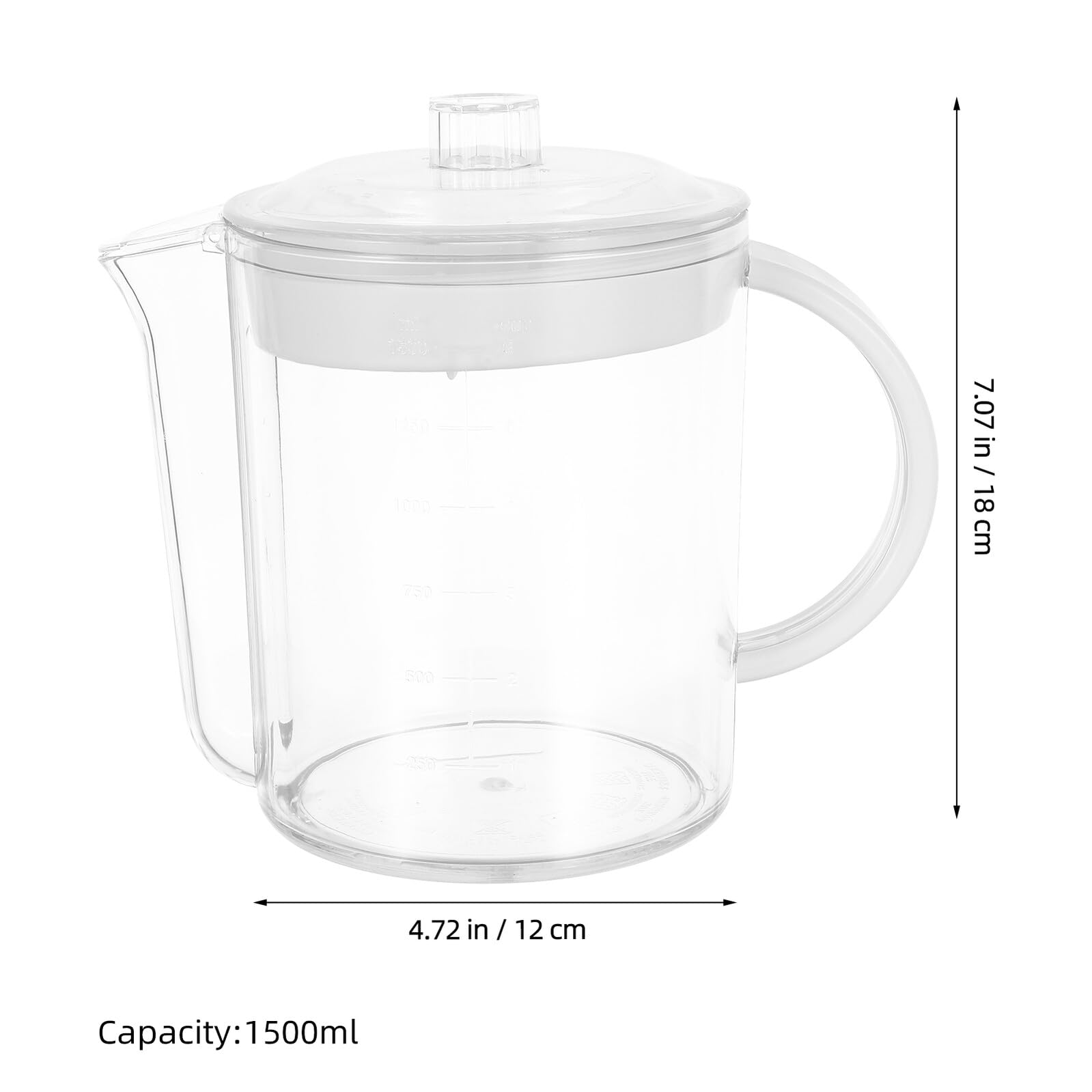 Fettabscheider Messbecher 1500 Ml mit Siebfilter Mikrowellengeeignet Weiß Küchenfettfänger für Haushalt und Restaurant