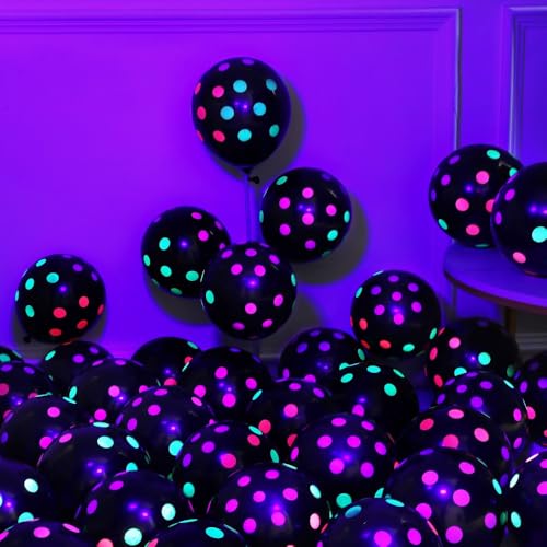 Image of 157pcs Neon Rainbow Balloon Arch Kit, Hot Pink Lake Blue Yellow Green Orange Purple Balloons with Cheetah Foil Balloons for Neon Party Decorations Back to 80S 90S Birthday Supplies