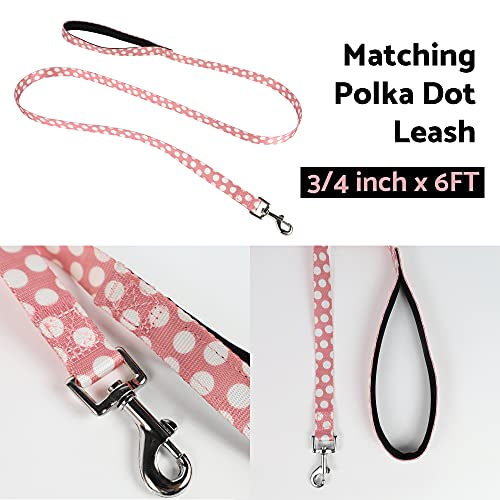 Fitwarm Pink Dog Harness Dress For Small Dogs Girl And Leash Set, Puppy Clothes With D Ring, Pet Cat Outfit, Medium #TOP2