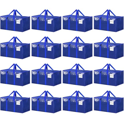 ukeetap 16 Pack Extra Large Clothes Storage Bins with Lids, Blue