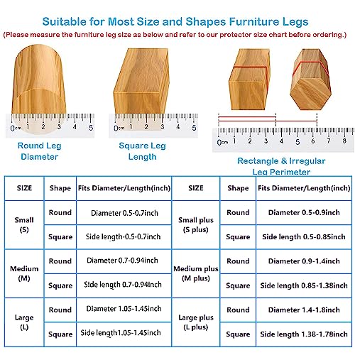 16 Pack Chair Leg Floor Protectors For Hardwood Floors, Round Rubber Furniture Sliders, 360°Felt Pad Bottom Wrapped Thickening Silicone Furniture Legs Caps Covers(Square,Clear-Brown-M) #TOP1