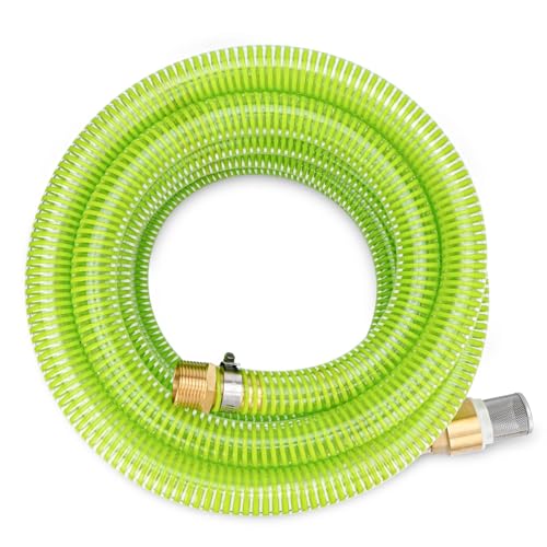 Green Expert 1" ID Inlet Hose with Brass Fittings and Check Valve Full Kit for Well Pump Water Intake Easy to Install for Quickly Water Sucking from Garden Pond Canal Reservoir, 13-Foot Green by G green EXPERT - Used condition - CA$46.49