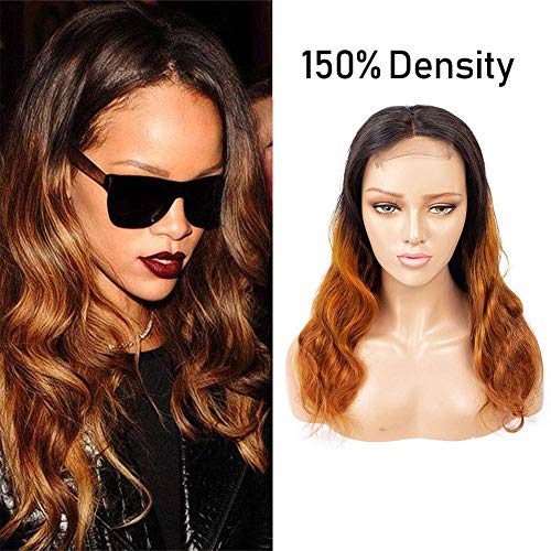 Ombre Wig Human Hair Body Wave 1B/30 Brown Color 4X4 Lace Closure 150% Density 10A Virgin Hair Extensions Two Tone With Baby Hair Brazilian Hair 18 Inch
