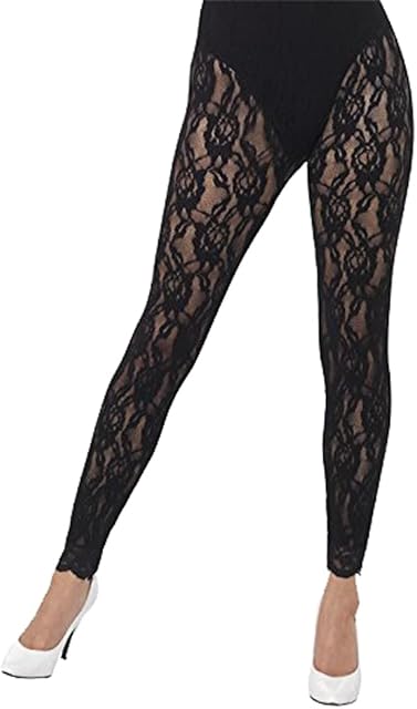 Smiffys Unisex Adults' Smiffys 80s Lace Leggings skateboarding shoes, Black, One Size UK