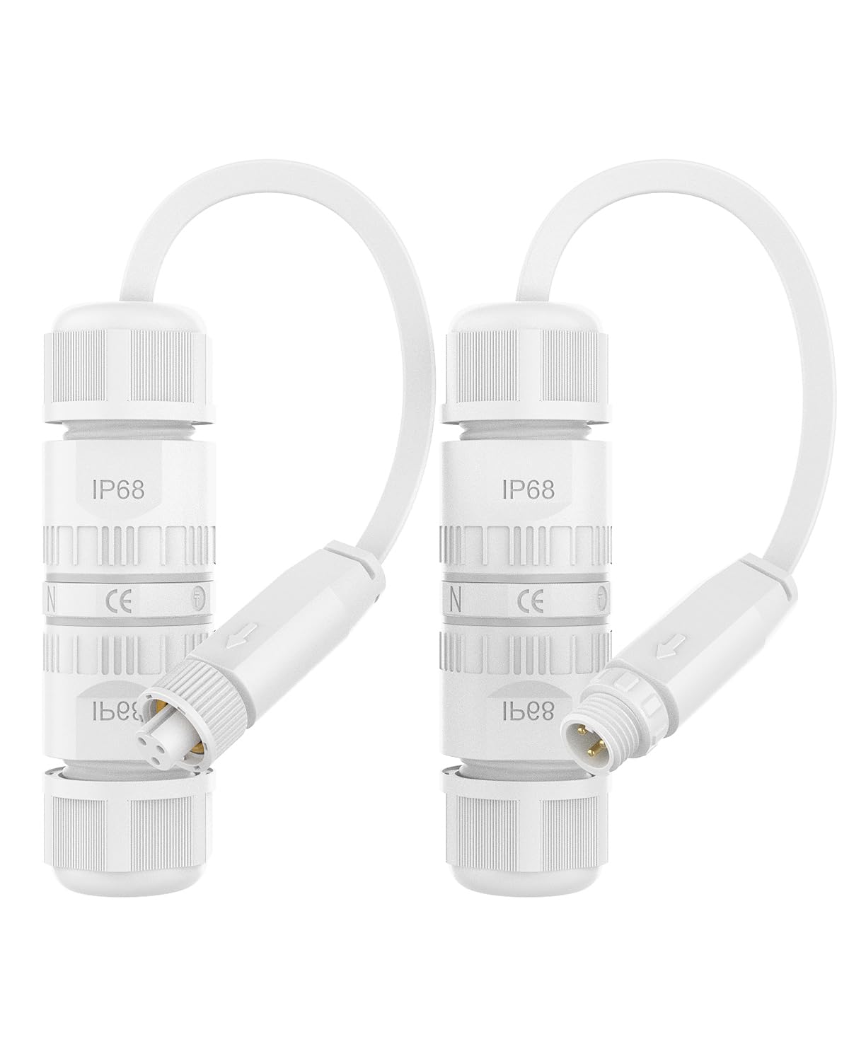 Connector for Prism Series Outdoor Permanent Light | Male & Female Waterproof Connectors | Compatible with H707A/H707B/H707C | IP68 Weatherproof | Easy Splicing for Extending Lighting Strings