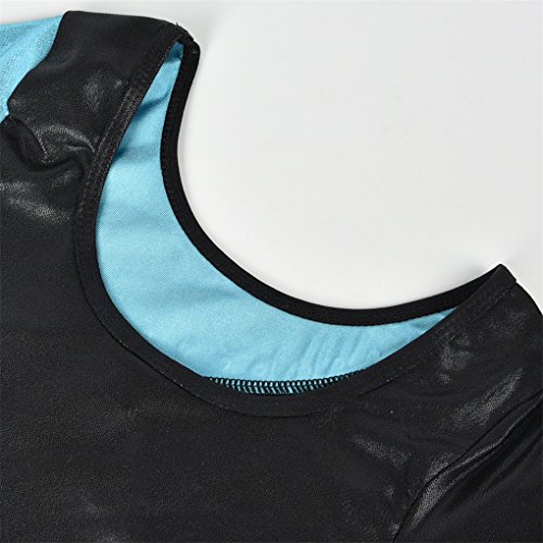 image for Ukyzddio Girls Long Sleeve Shiny Waves Metallic Athletic Dance Gymnast