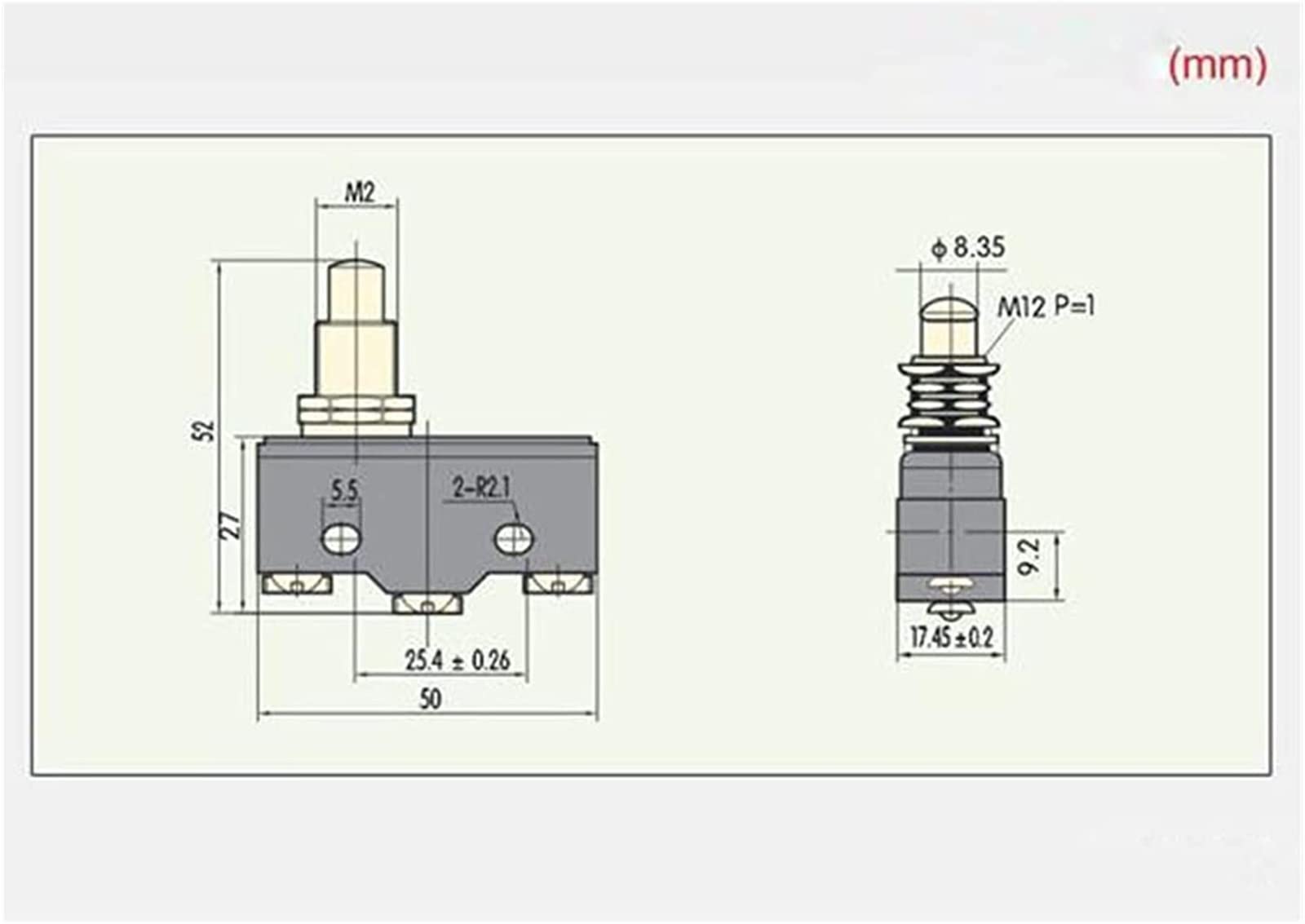 Microinterruptores 10 Piezas Interruptor de límite microinterruptor de Viaje LXW5-11M Abrir y Cerrar un reinicio automático