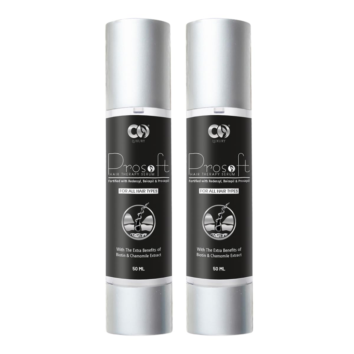 CO LUXURY Prosoft Hair Serum 50 ml | Hair Regrowth Serum | Fortified with Redensyl, Baicapil & Procapil | Hair Fall Control | Scalp Nutrition (Pack of 2)