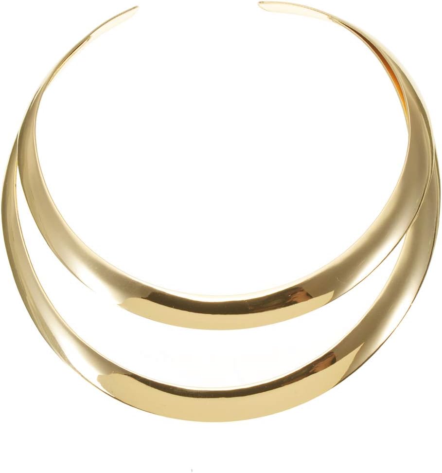 Jerollin Two-layers Stainless Steel Silver Statement Open Choker Bib Necklace - Image 4