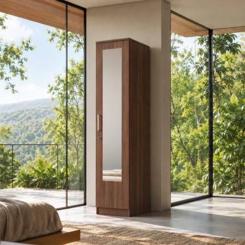 Wakefit Wardrobe for Bedroom | 1 Yr Warranty | Cupboard for Bedroom, Almirah, Wooden Wardrobe, Multi-Shelves Storage, Density:680–750 kg/m³, Free Installation from Brand (Hunor - Columbian Walnut)