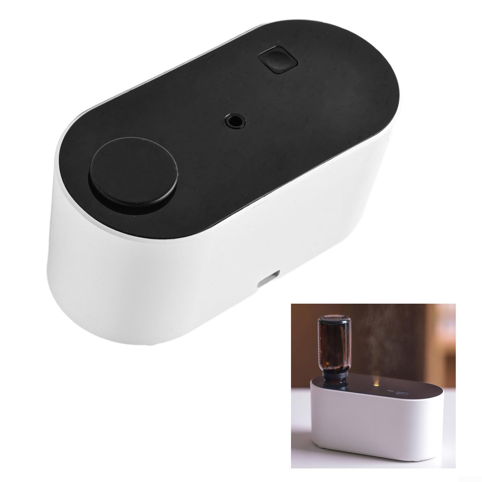Nebulizzatore senza acqua, diffusore di oli essenziali, 2000 mAh, ricaricabile, erogatore di profumo puro, senza calore, senza acqua, per casa, camera da letto, ufficio, soggiorno, deodorante nero