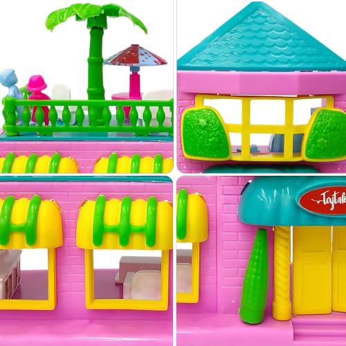 Image of NHR Kids Family Doll House Play Set with Miniature Furniture Accessories