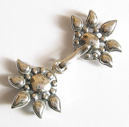 1 Set .925 Sterling Silver Handcrafted Sunflower Focal Bead Clasp Eye 3 Strand 42mm Connector/Findings/Antique